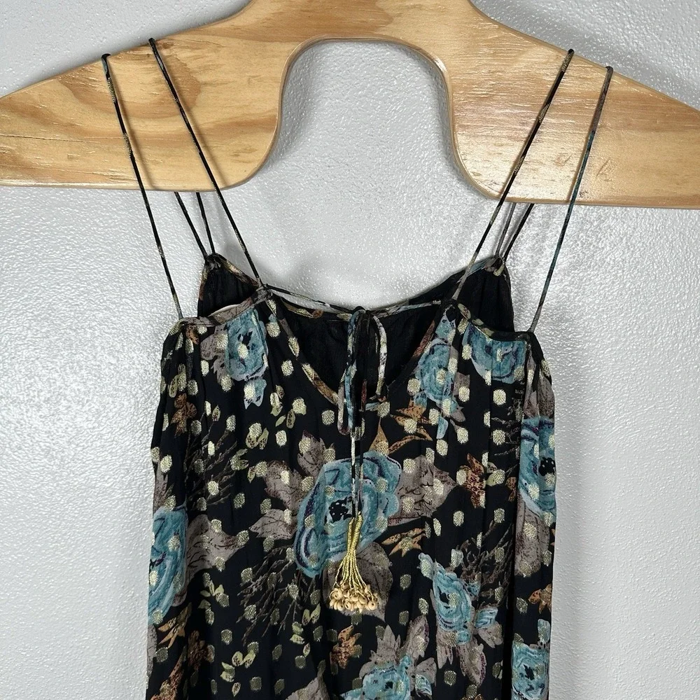 Natural Life The Alice Floral Metallic Maxi Dress Womens‎ XS Sleeveless Tiered - Picture 6 of 10